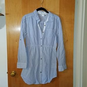 Blue pinstripe shirt dress